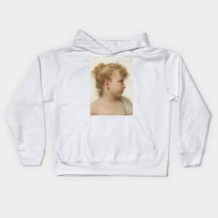 Etude; Tete de Petite Fille (Visage de Profil) by William-Adolphe Bouguereau Kids Hoodie